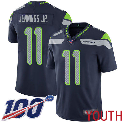 Seattle Seahawks Limited Navy Blue Youth Gary Jennings Jr. Home Jersey NFL Football 11 100th Season Vapor Untouchable